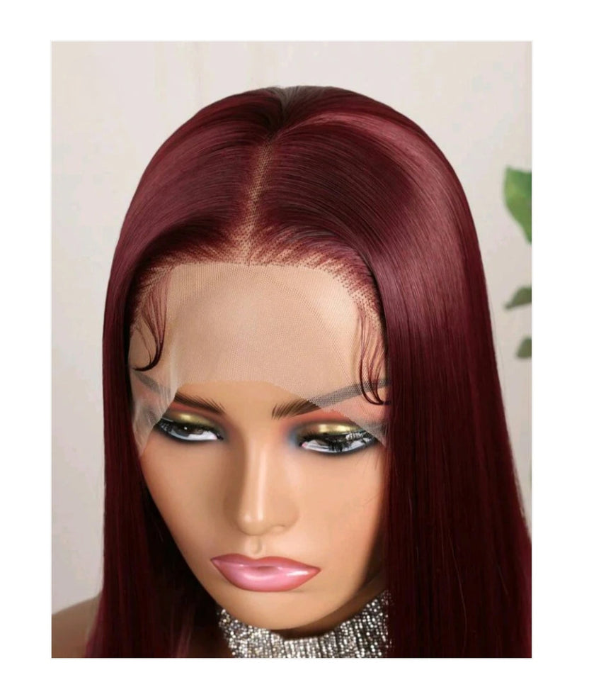 Burgundy Lace Front Wig - Human blend