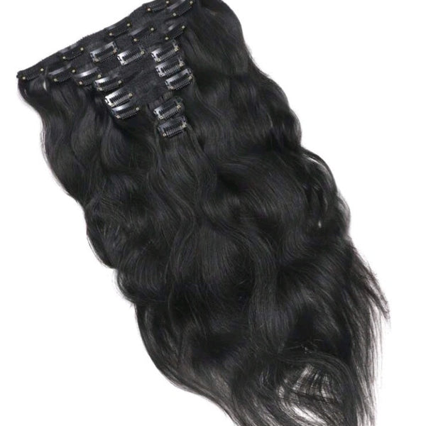8Pcs Black Wavy One Set Clip In Extensions